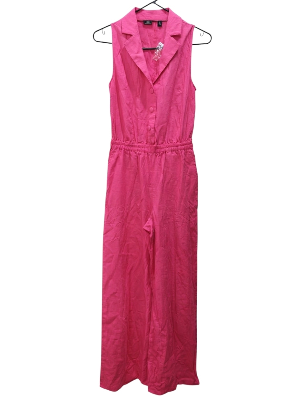 G by Giuliana~Women Hot Pink Linen Wide Leg Pant Jumpsuit~Barbiecore~Preppy~XS - Picture 2 of 9